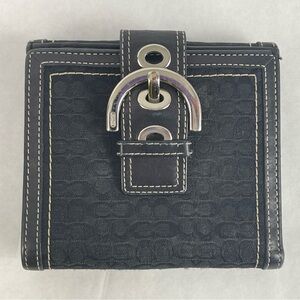 Coach Black Logo Wallet with Snap-In Buckled Strap & Change Pocket